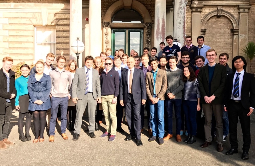Group photo of Sajid Javid and Exeter University students